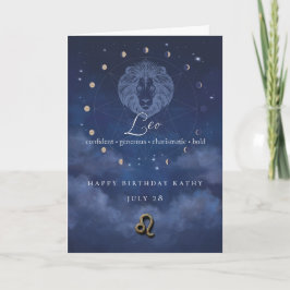 Tarjeta de cumpleaños personalizada de Leo Zodiac