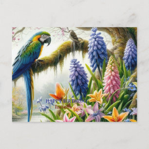 Tarjeta de cumpleaños personalizada de loro tropic
