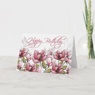 Tarjeta de cumpleaños personalizada de magnolia su