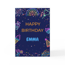 Tarjeta de cumpleaños personalizada de neón