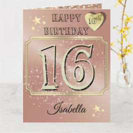 Tarjeta de cumpleaños personalizada de niña de 16