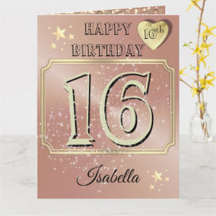Tarjeta de cumpleaños personalizada de niña de 16