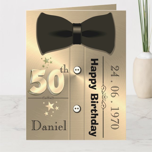 Tarjeta de cumpleaños personalizada de oro para él (Anverso)