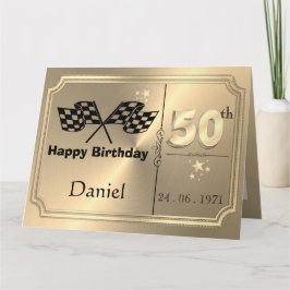 Tarjeta de cumpleaños personalizada de oro para he