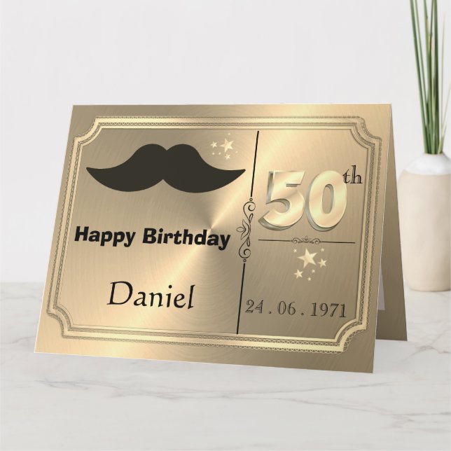 Tarjeta de cumpleaños personalizada de oro para ho (Anverso)
