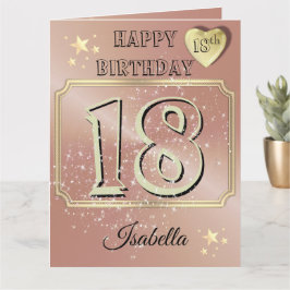 Tarjeta de cumpleaños personalizada de oro rosa pa