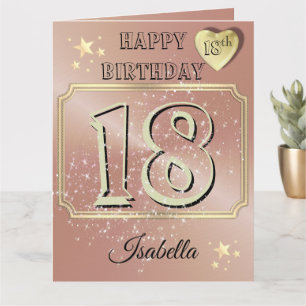 Tarjeta de cumpleaños personalizada de oro rosa pa