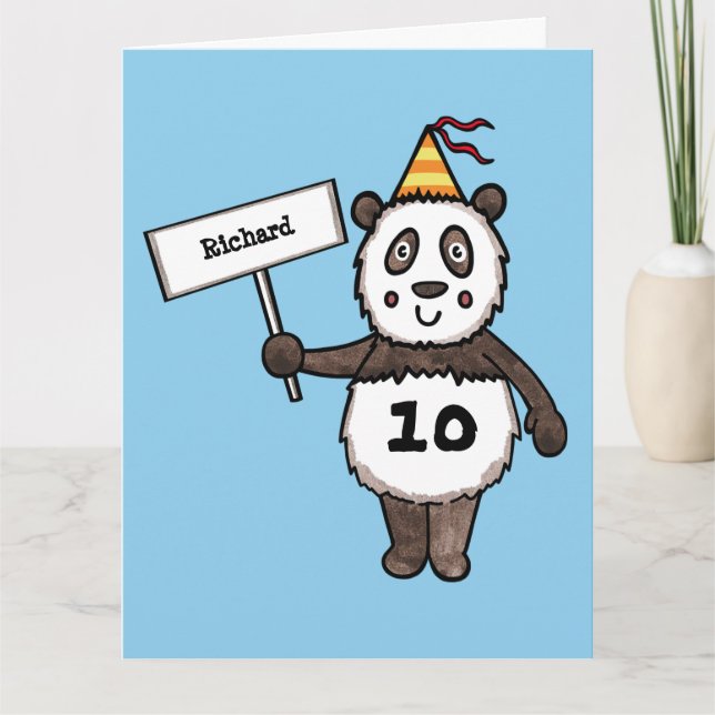 Tarjeta de cumpleaños personalizada de Panda Fiest (Anverso)
