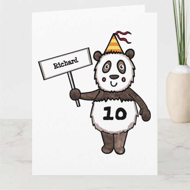 Tarjeta de cumpleaños personalizada de Panda Fiest (Anverso)