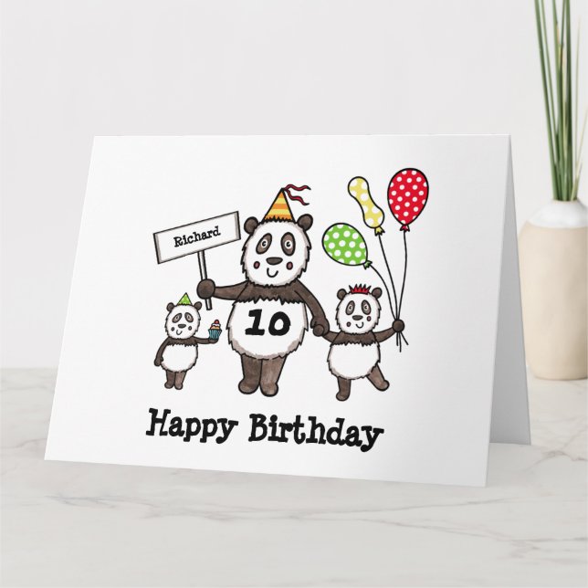 Tarjeta de cumpleaños personalizada de Panda Fiest (Anverso)