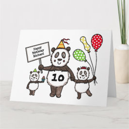 Tarjeta de cumpleaños personalizada de Panda Fiest