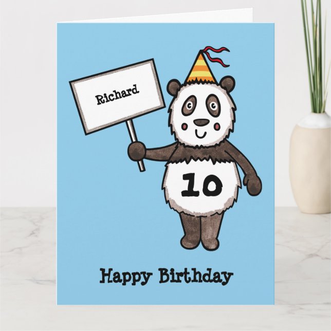 Tarjeta de cumpleaños personalizada de Panda Fiest (Anverso)