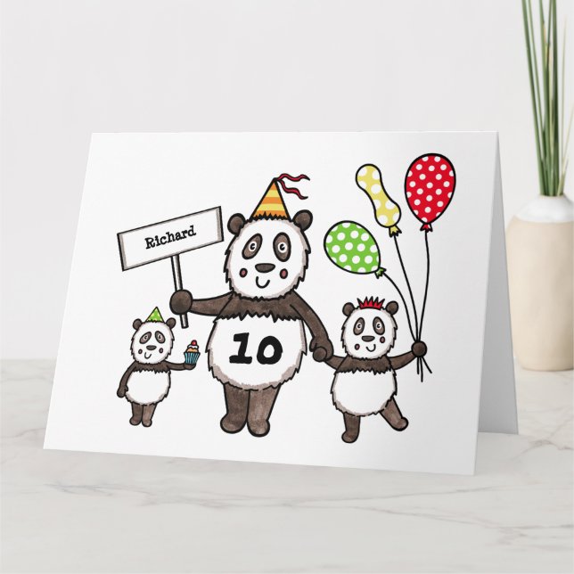 Tarjeta de cumpleaños personalizada de Panda Fiest (Anverso)