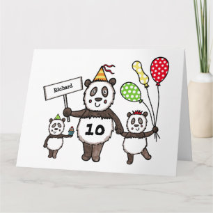 Tarjeta de cumpleaños personalizada de Panda Fiest