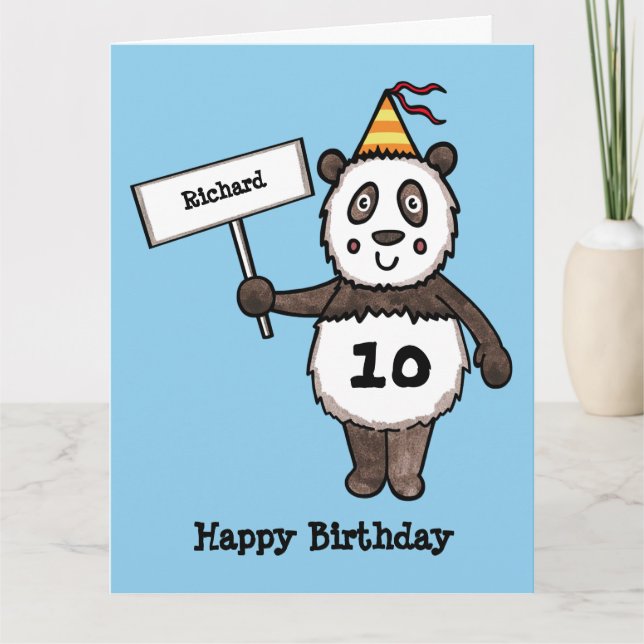 Tarjeta de cumpleaños personalizada de Panda Fiest (Anverso)