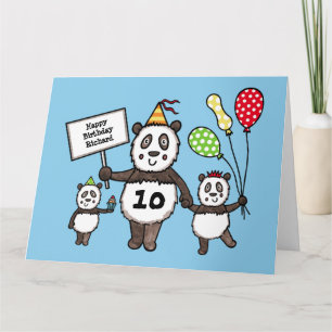 Tarjeta de cumpleaños personalizada de Panda Fiest