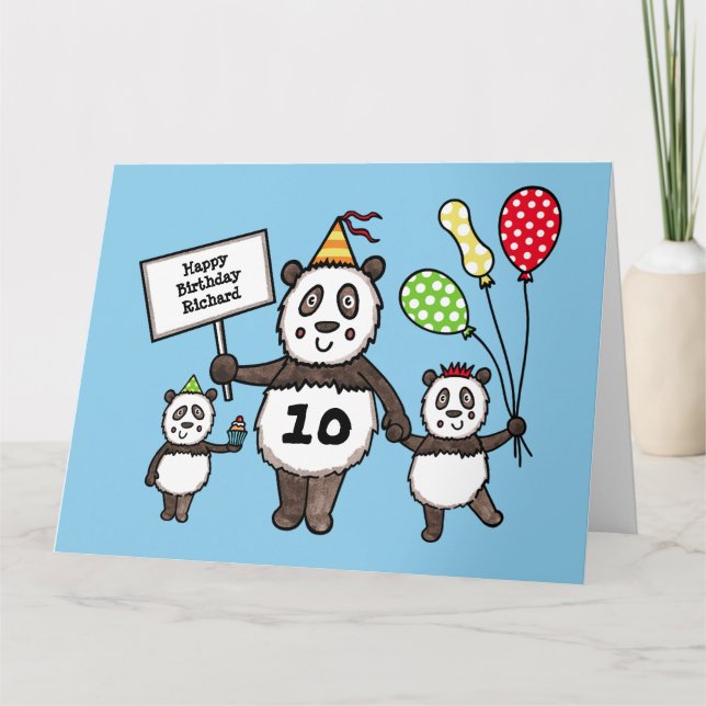 Tarjeta de cumpleaños personalizada de Panda Fiest (Anverso)