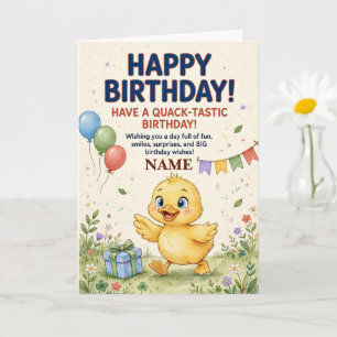 Tarjeta de cumpleaños personalizada de patito ador