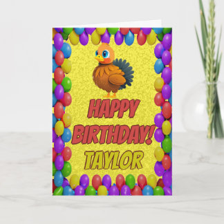 Tarjeta de cumpleaños personalizada de pavo de Acc