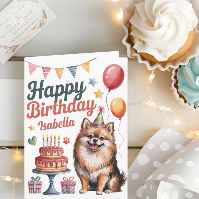 Tarjeta de cumpleaños personalizada de perro Pomer (Subido por el creador)