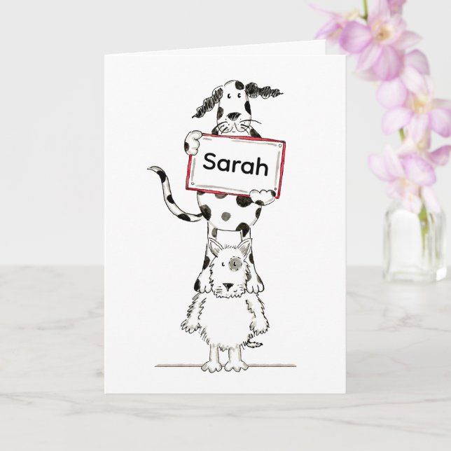 Tarjeta de cumpleaños personalizada de perros acró (Orquídea)