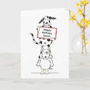 Tarjeta de cumpleaños personalizada de perros acró