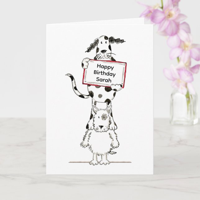Tarjeta de cumpleaños personalizada de perros acró (Orquídea)
