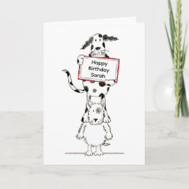 Tarjeta de cumpleaños personalizada de perros acró