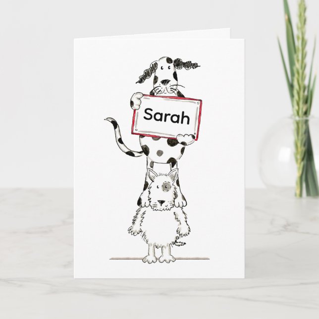 Tarjeta de cumpleaños personalizada de perros acró (Anverso)