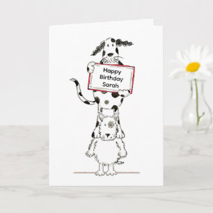 Tarjeta de cumpleaños personalizada de perros acró