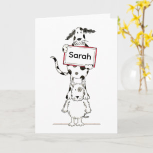 Tarjeta de cumpleaños personalizada de perros acró