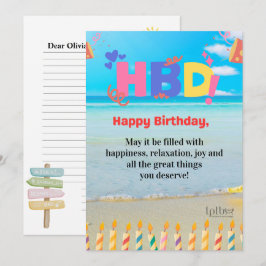 TARJETA DE CUMPLEAÑOS PERSONALIZADA DE PLAYA