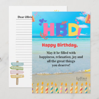 TARJETA DE CUMPLEAÑOS PERSONALIZADA DE PLAYA