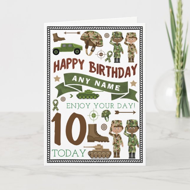 Tarjeta de cumpleaños personalizada de soldado del (Anverso)