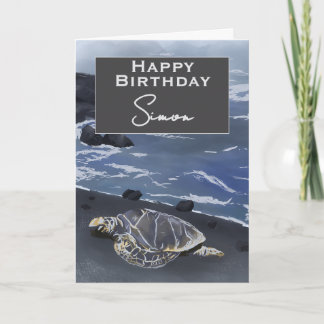 Tarjeta de cumpleaños personalizada de tortuga mar