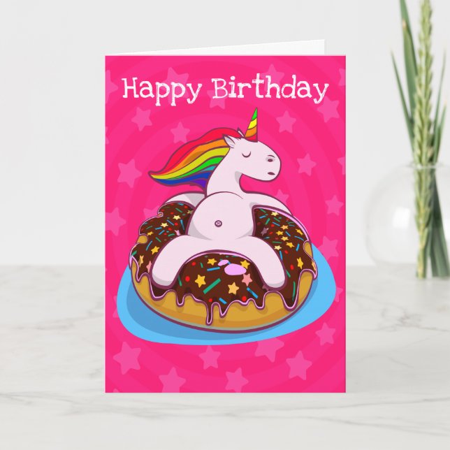 Tarjeta De Cumpleaños Personalizada De Unicornios  (Anverso)