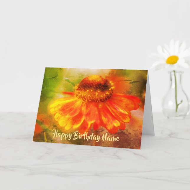 Tarjeta de cumpleaños personalizada del naranja Zi (Planta pequeña)