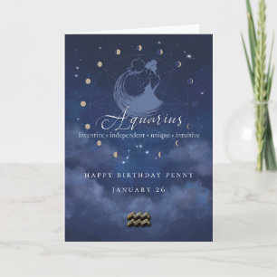 Tarjeta de cumpleaños personalizada del zodiaco de
