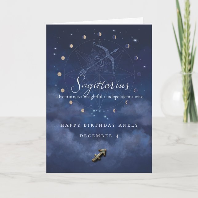 Tarjeta de cumpleaños personalizada del zodíaco de (Anverso)