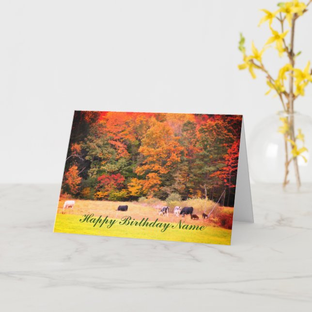Tarjeta de cumpleaños personalizada Fall Foliage C (flor amarilla)
