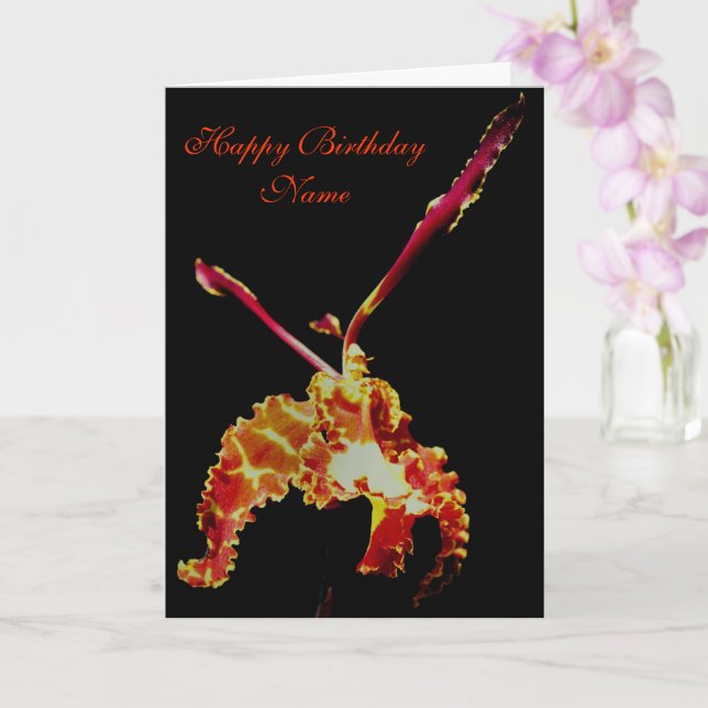 Tarjeta de cumpleaños personalizada Fancy Orchid F (Orquídea)