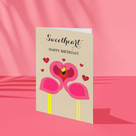 Tarjeta de cumpleaños personalizada Flamingo Love
