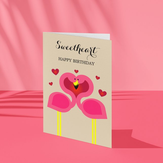 Tarjeta de cumpleaños personalizada Flamingo Love (Subido por el creador)