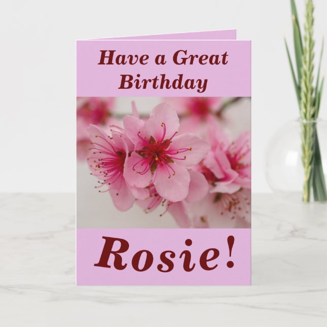 Tarjeta de cumpleaños personalizada floral brillan (Anverso)