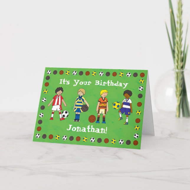 Tarjeta de cumpleaños personalizada Football Socce (Anverso)