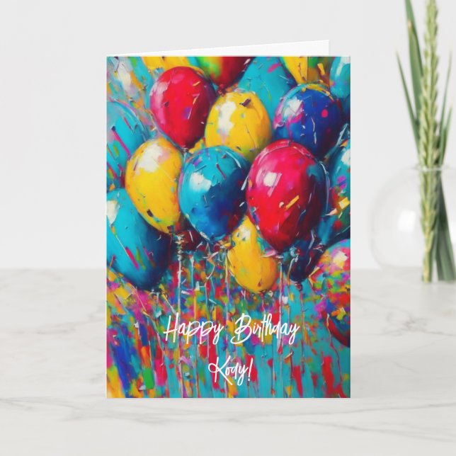 Tarjeta de cumpleaños personalizada | Globos de co (Anverso)