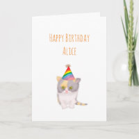 Tarjeta de cumpleaños personalizada Katie kitten