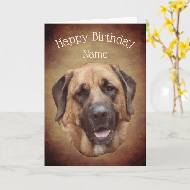 Tarjeta de cumpleaños personalizada Mastiff Dog (flor amarilla)