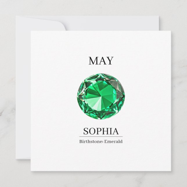 Tarjeta de cumpleaños personalizada May Emerald (Anverso)