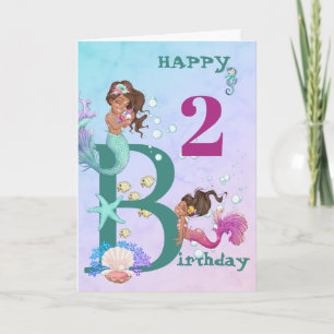 Tarjeta de cumpleaños personalizada Mermaid Blue P